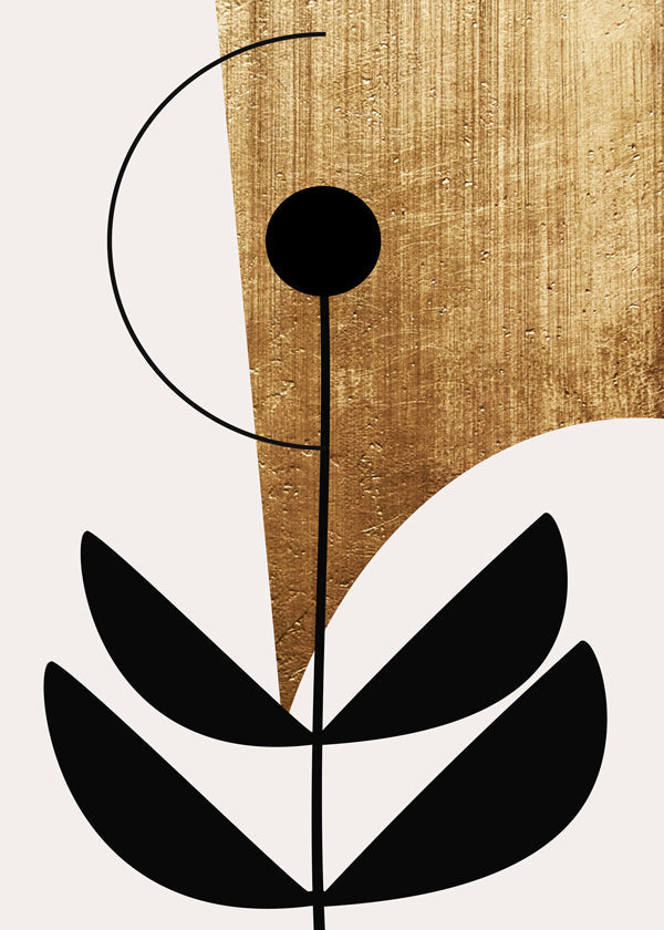 Botanisk plakat minimalistisk med guldtekstur