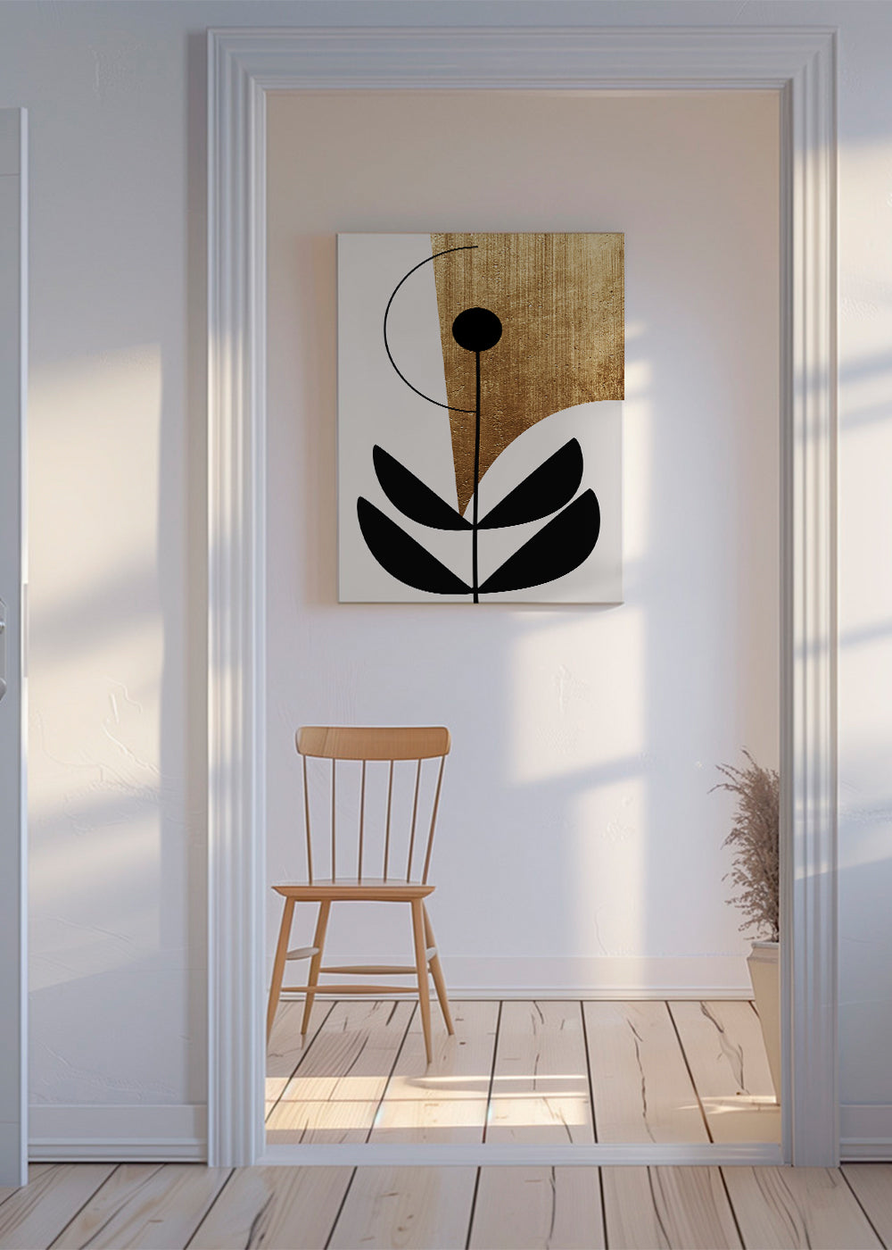 Botanisk plakat minimalistisk med guldtekstur