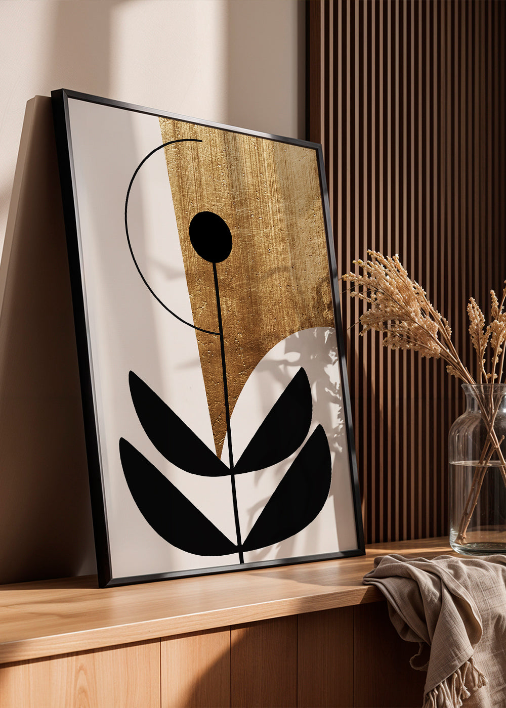Botanisk plakat minimalistisk med guldtekstur