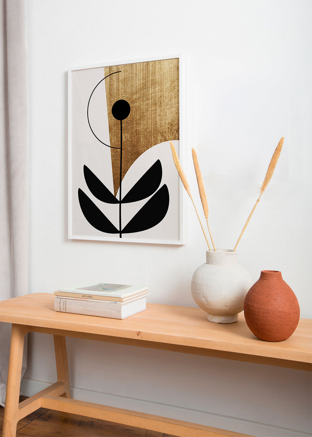 Botanisk plakat minimalistisk med guldtekstur