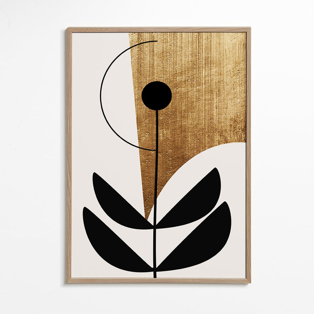 Botanisk plakat minimalistisk med guldtekstur