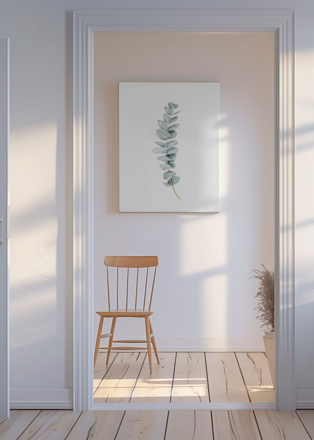 Botanisk plakat: minimalistisk eukalyptusgren