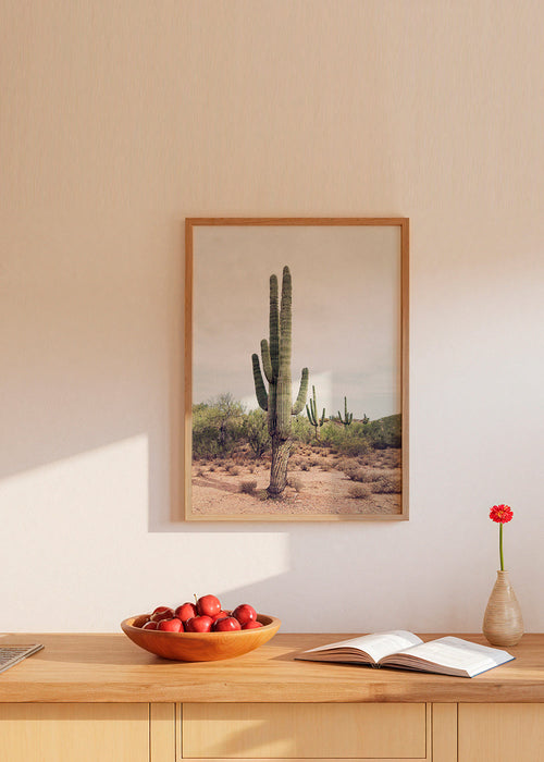 Botanisk plakat: ørkenkaktus i lodret format