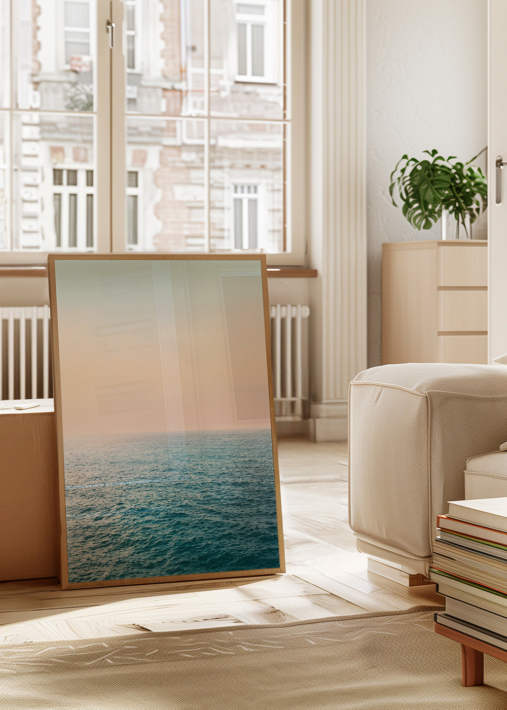 Landskabskunst: pastel havhorizon
