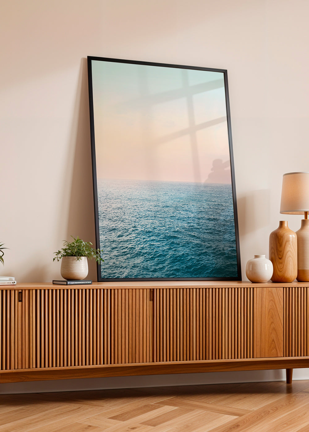 Landskabskunst: pastel havhorizon