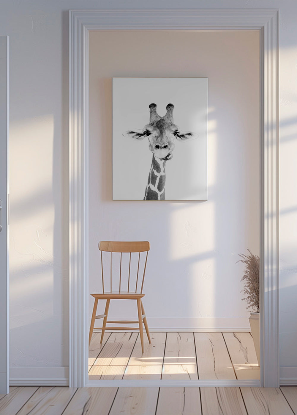 Giraf plakat sort-hvid