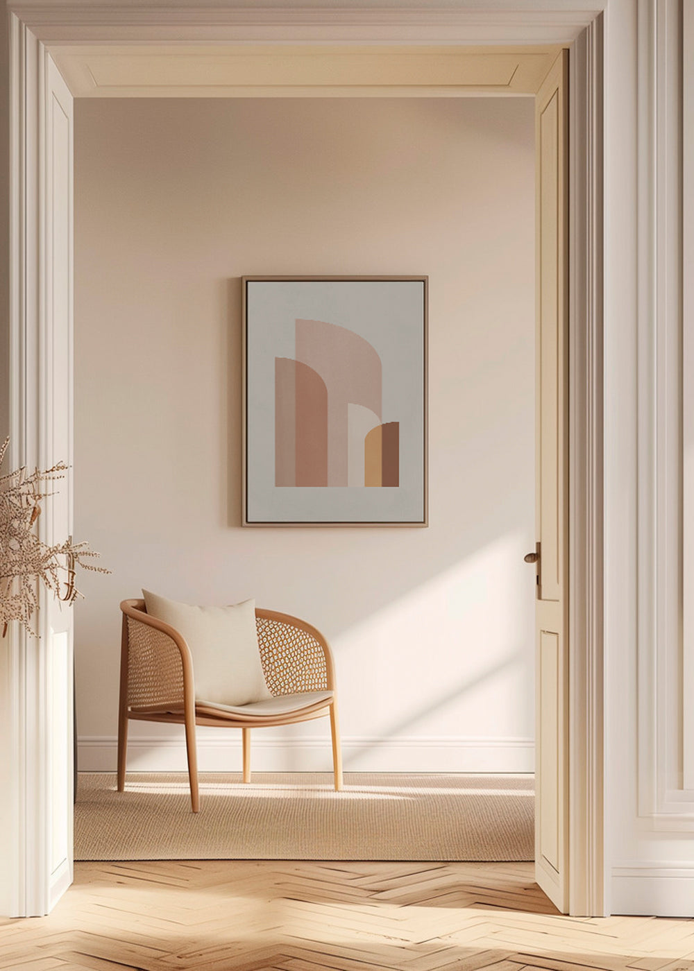 Geometrisk plakat med varme bueformer