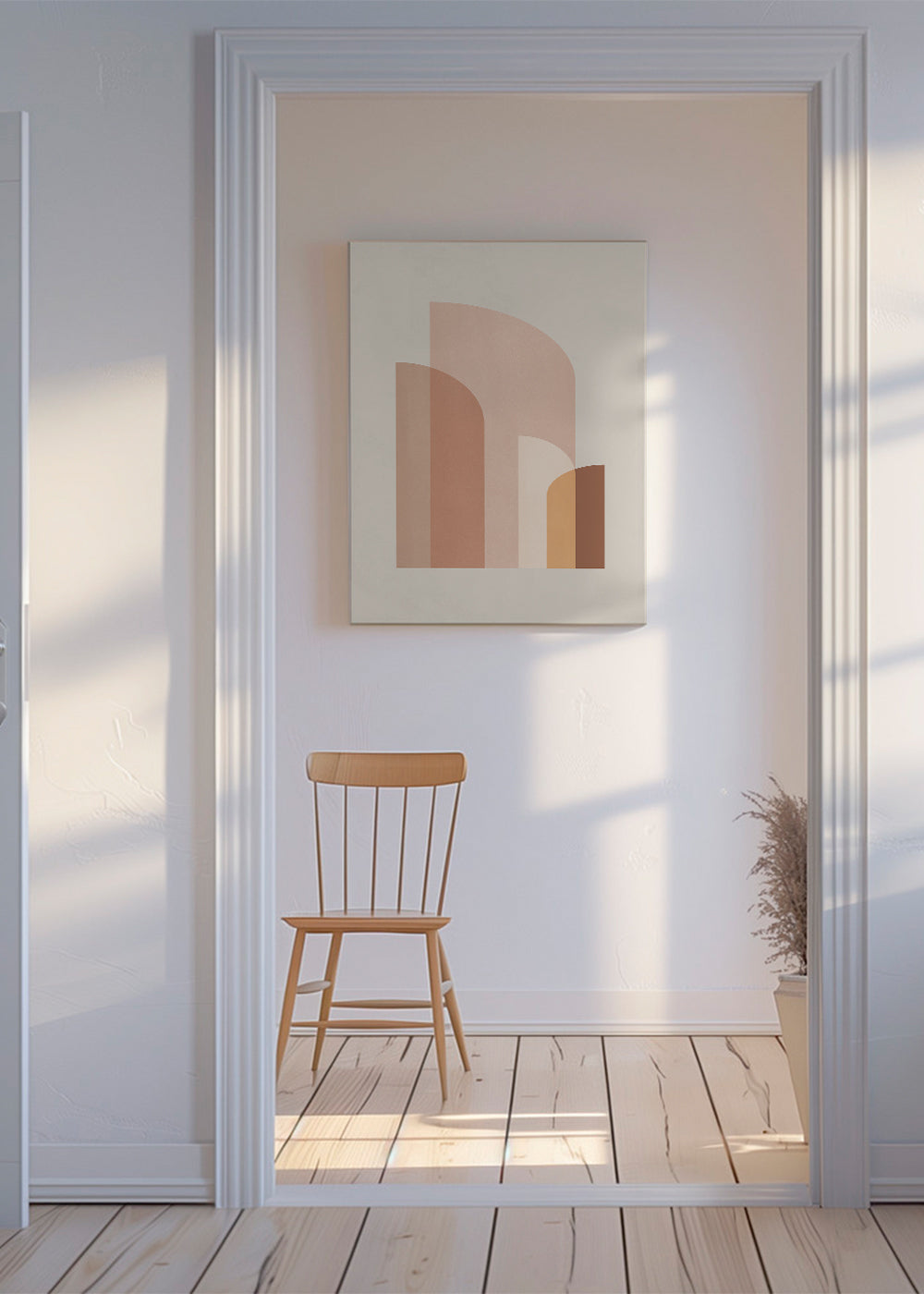 Geometrisk plakat med varme bueformer