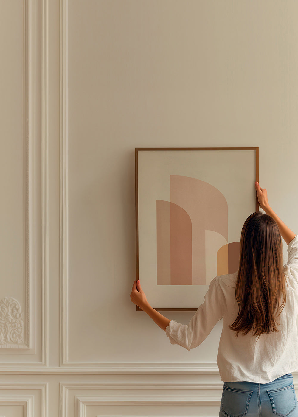 Geometrisk plakat med varme bueformer