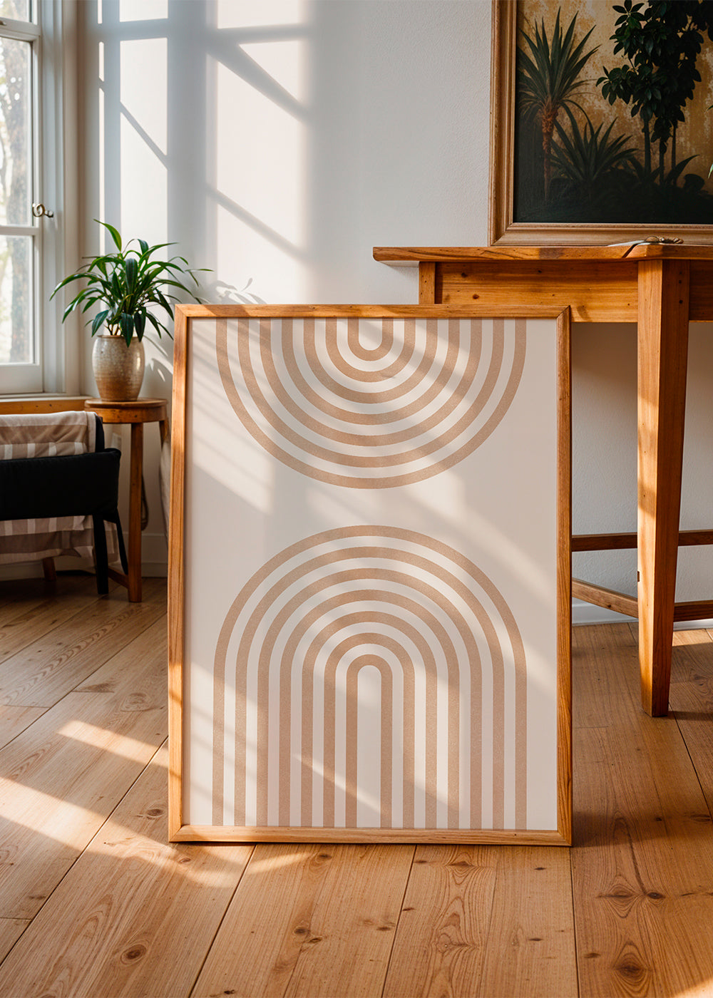 Geometrisk plakat med minimalistiske buer
