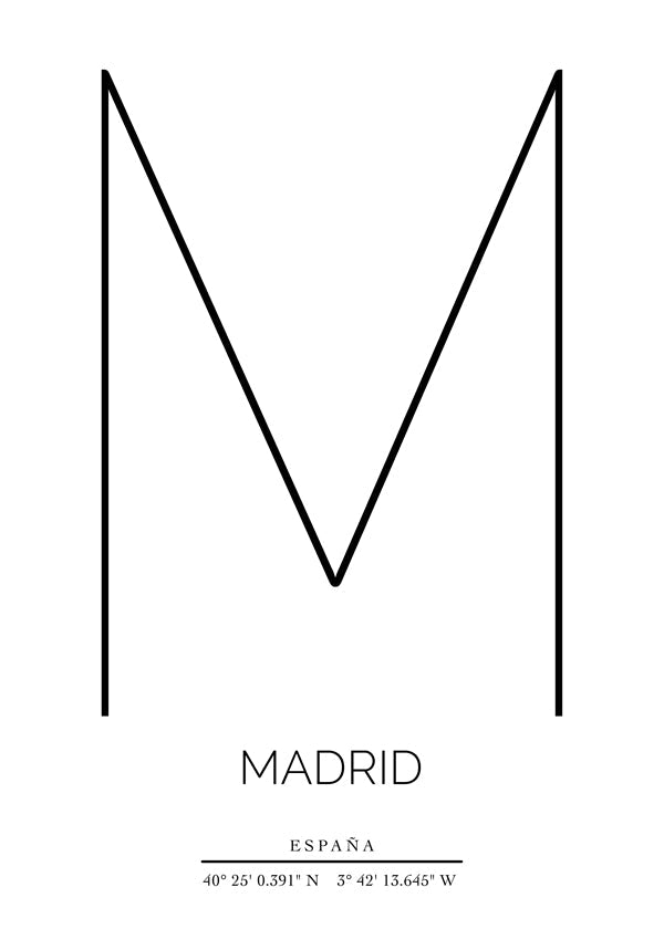 Byplakat Madrid med minimalistisk M