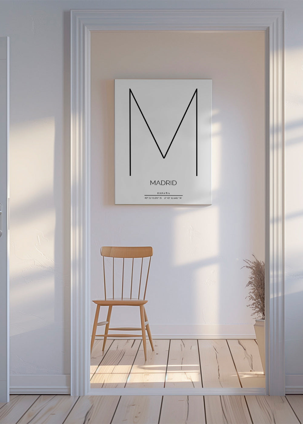 Byplakat Madrid med minimalistisk M
