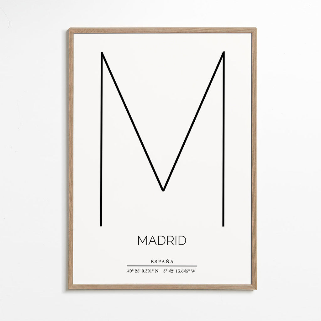 Byplakat Madrid med minimalistisk M