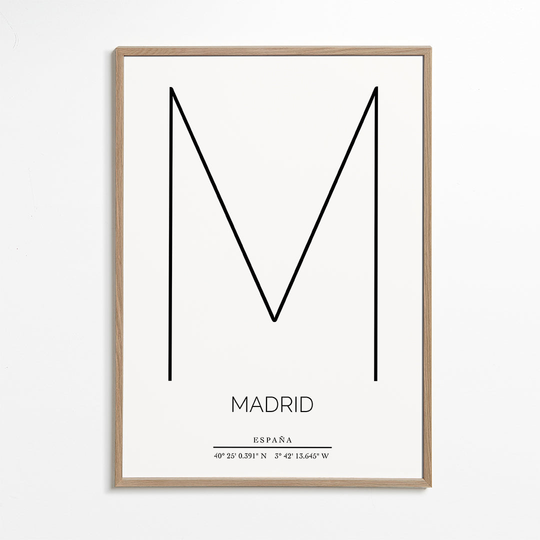 Byplakat Madrid med minimalistisk M