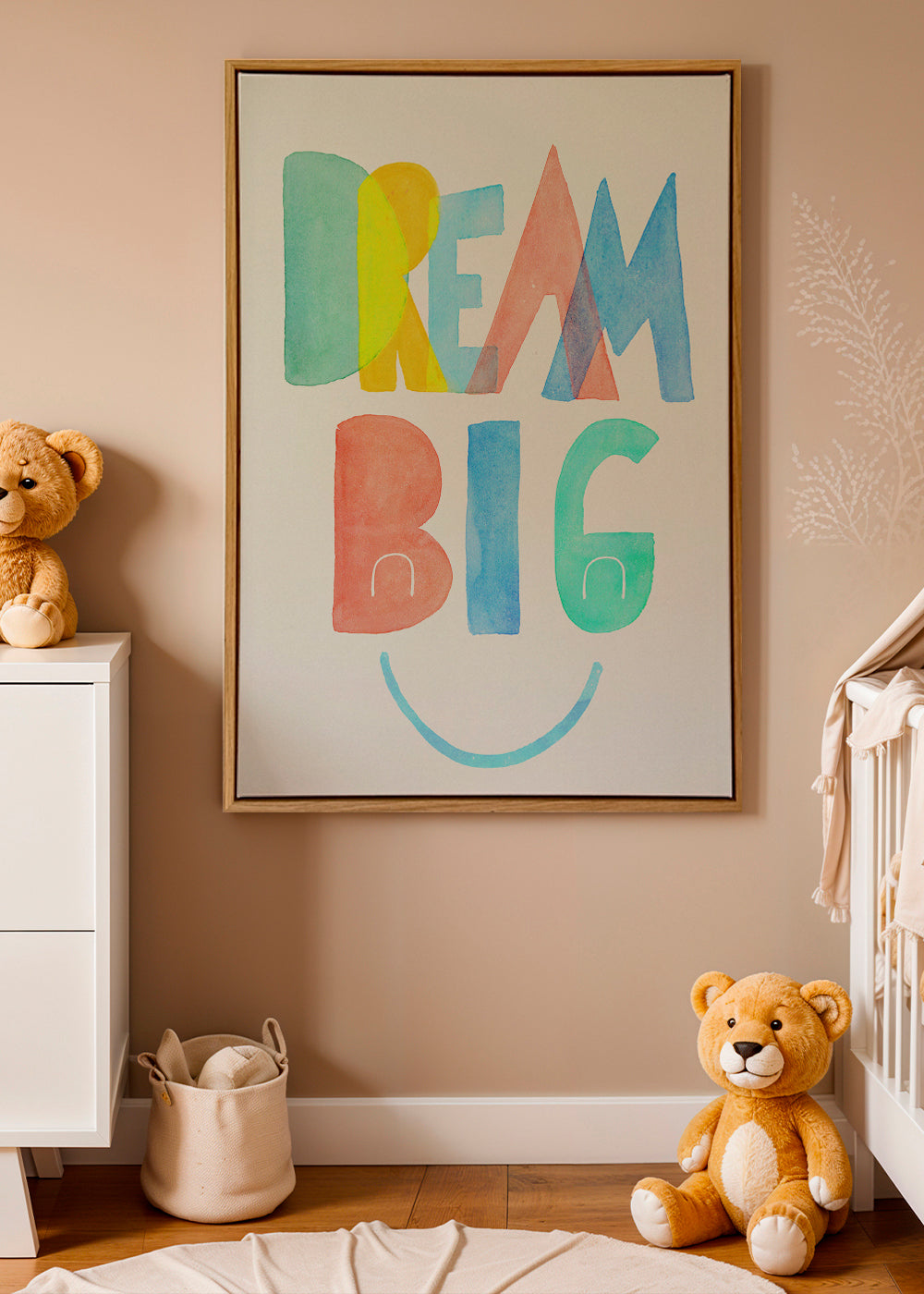 Typografisk akvarel 'Dream Big' illustration