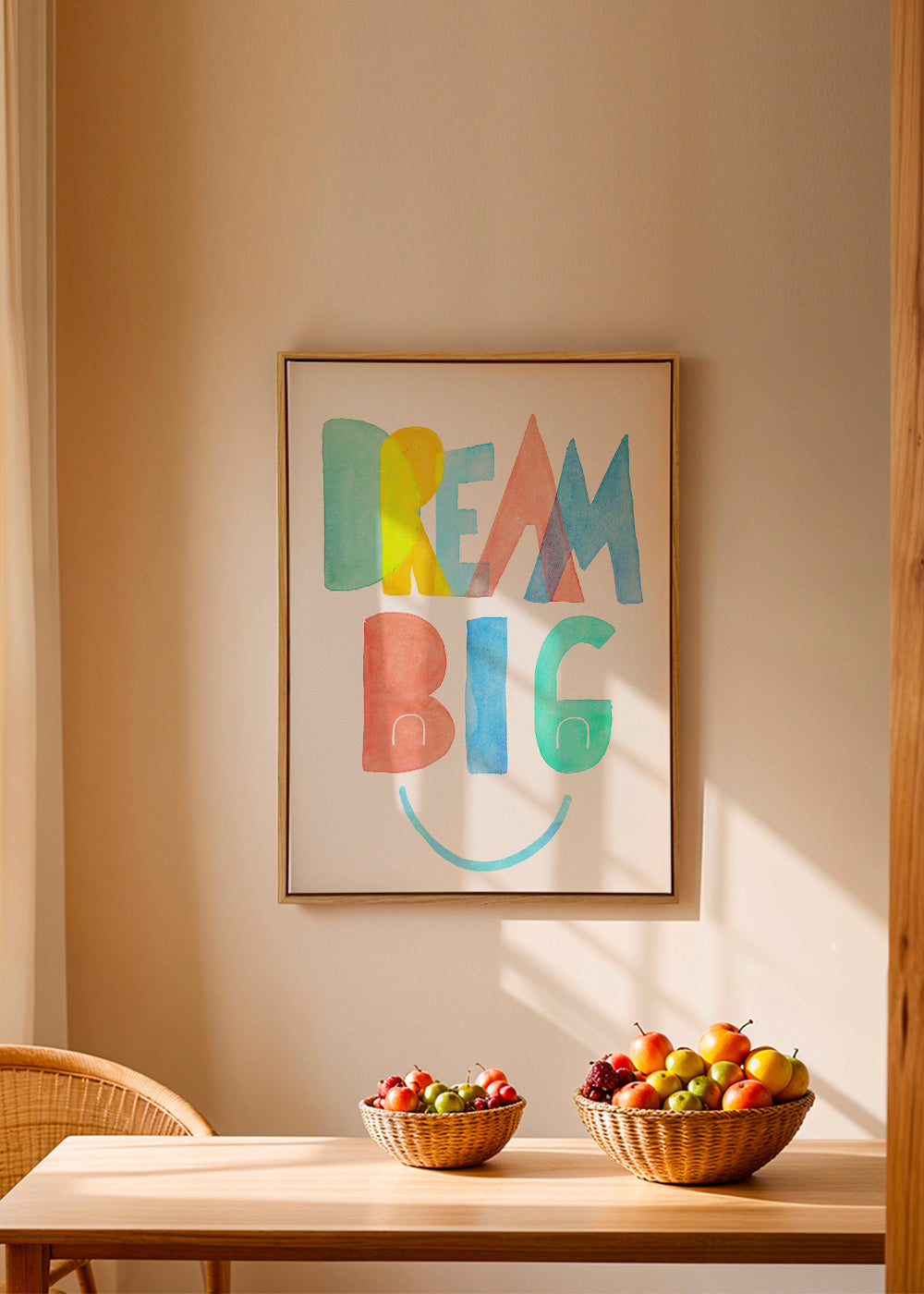 Typografisk akvarel 'Dream Big' illustration