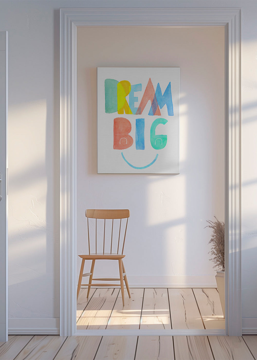 Typografisk akvarel 'Dream Big' illustration
