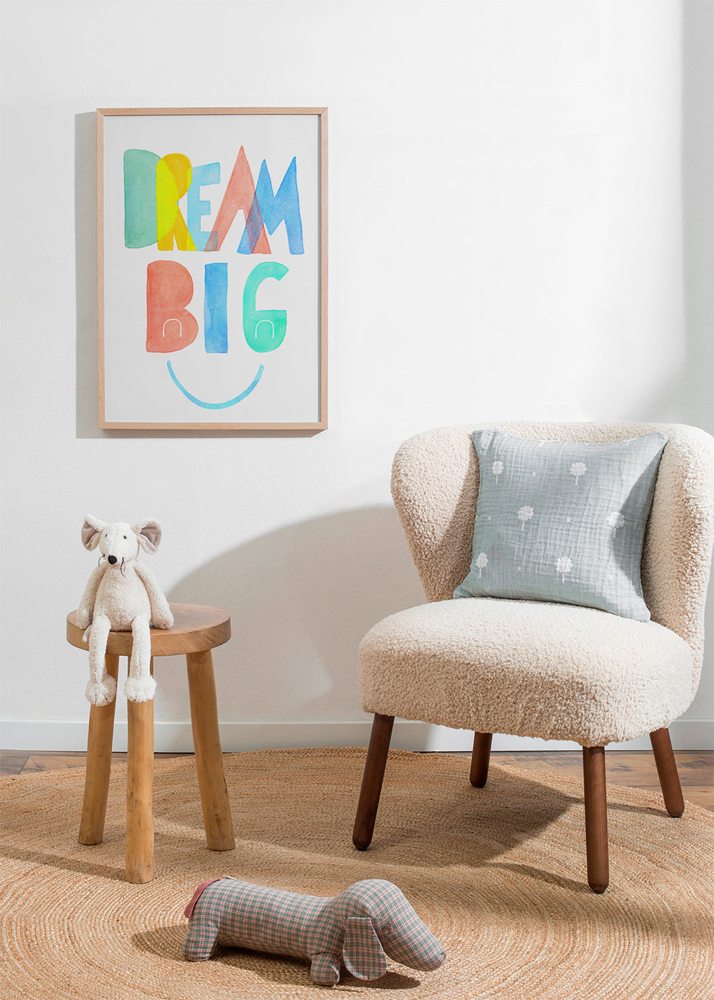 Typografisk akvarel 'Dream Big' illustration