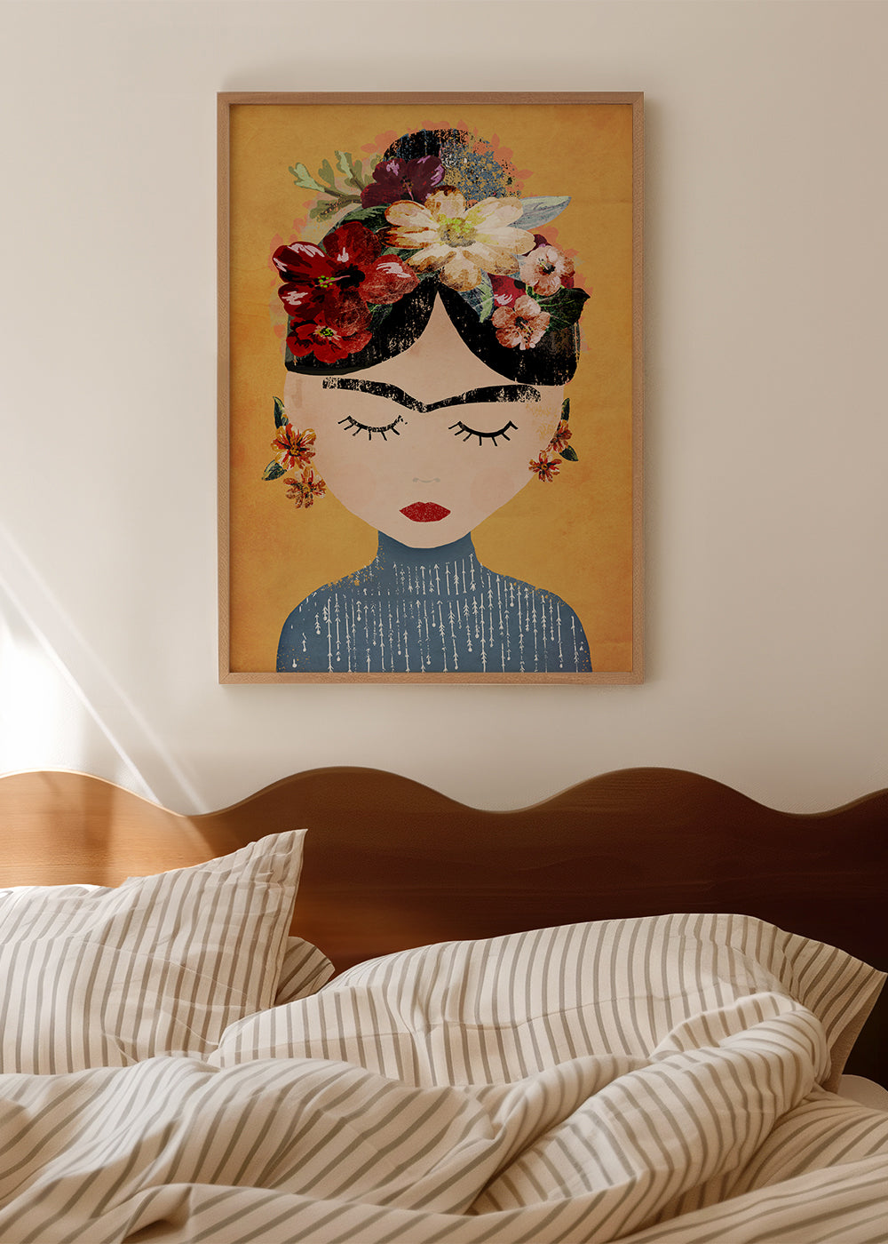 Illustration Frida med blomsterkrans