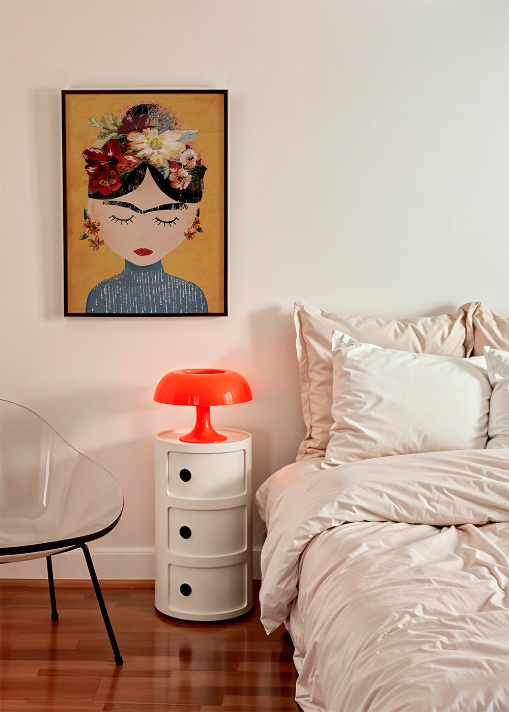 Illustration Frida med blomsterkrans