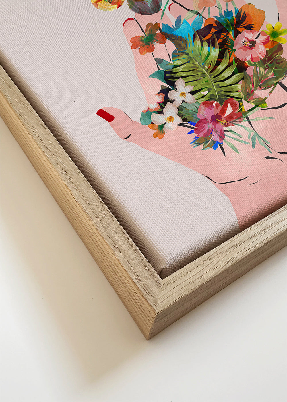 Botanisk plakat hænder og blomster collage