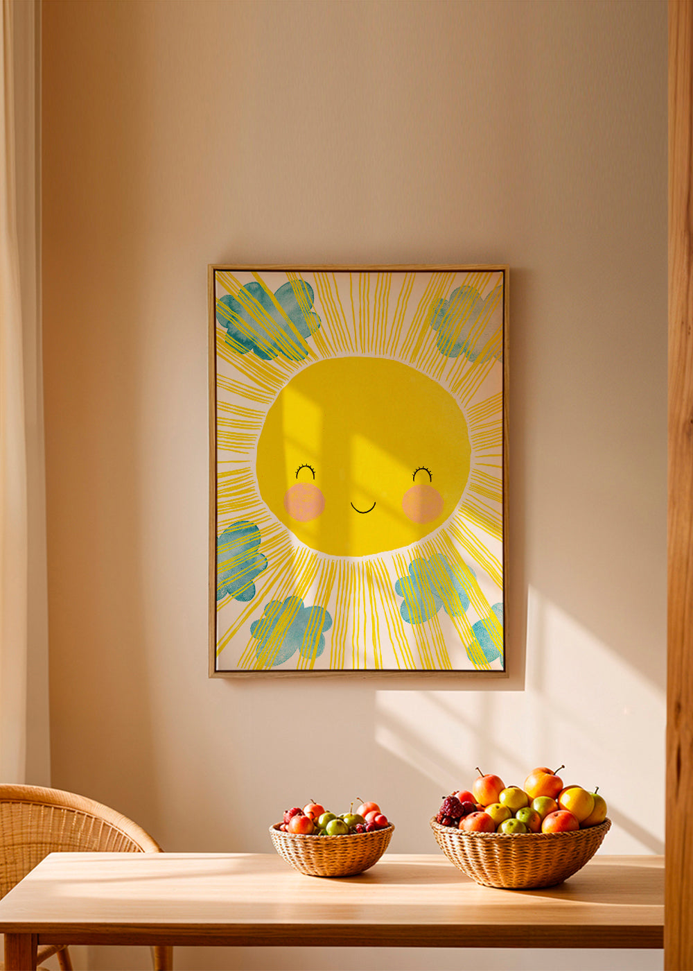 Børneplakat smilende sol