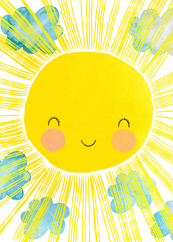 Børneplakat smilende sol