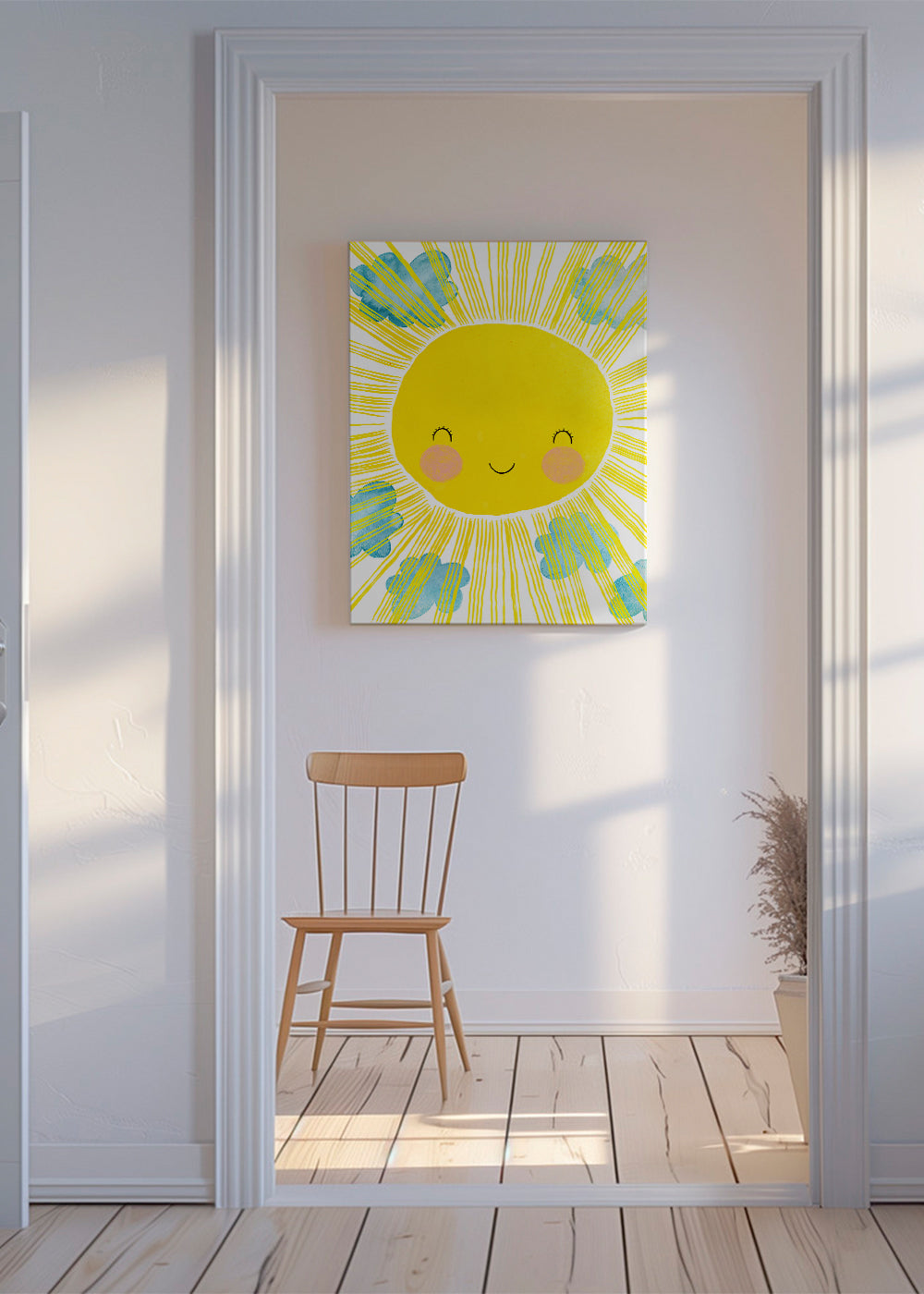 Børneplakat smilende sol