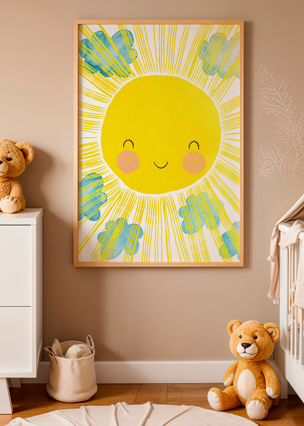 Børneplakat smilende sol