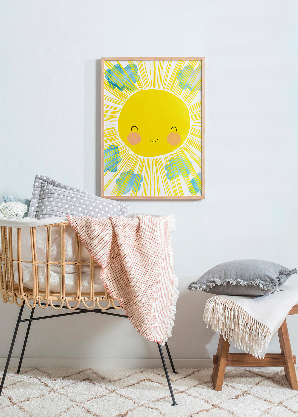Børneplakat smilende sol