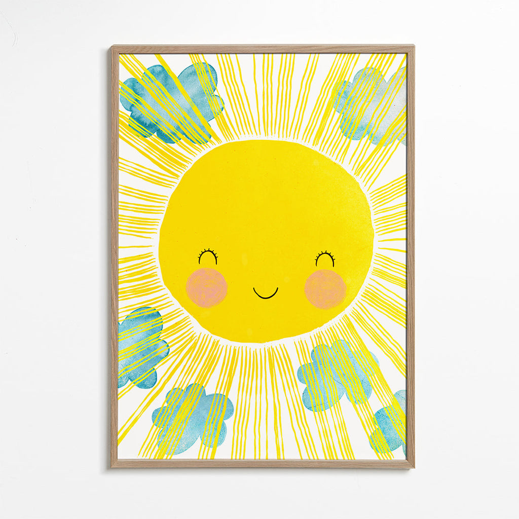 Børneplakat smilende sol