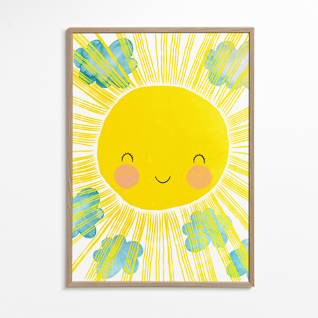 Børneplakat smilende sol
