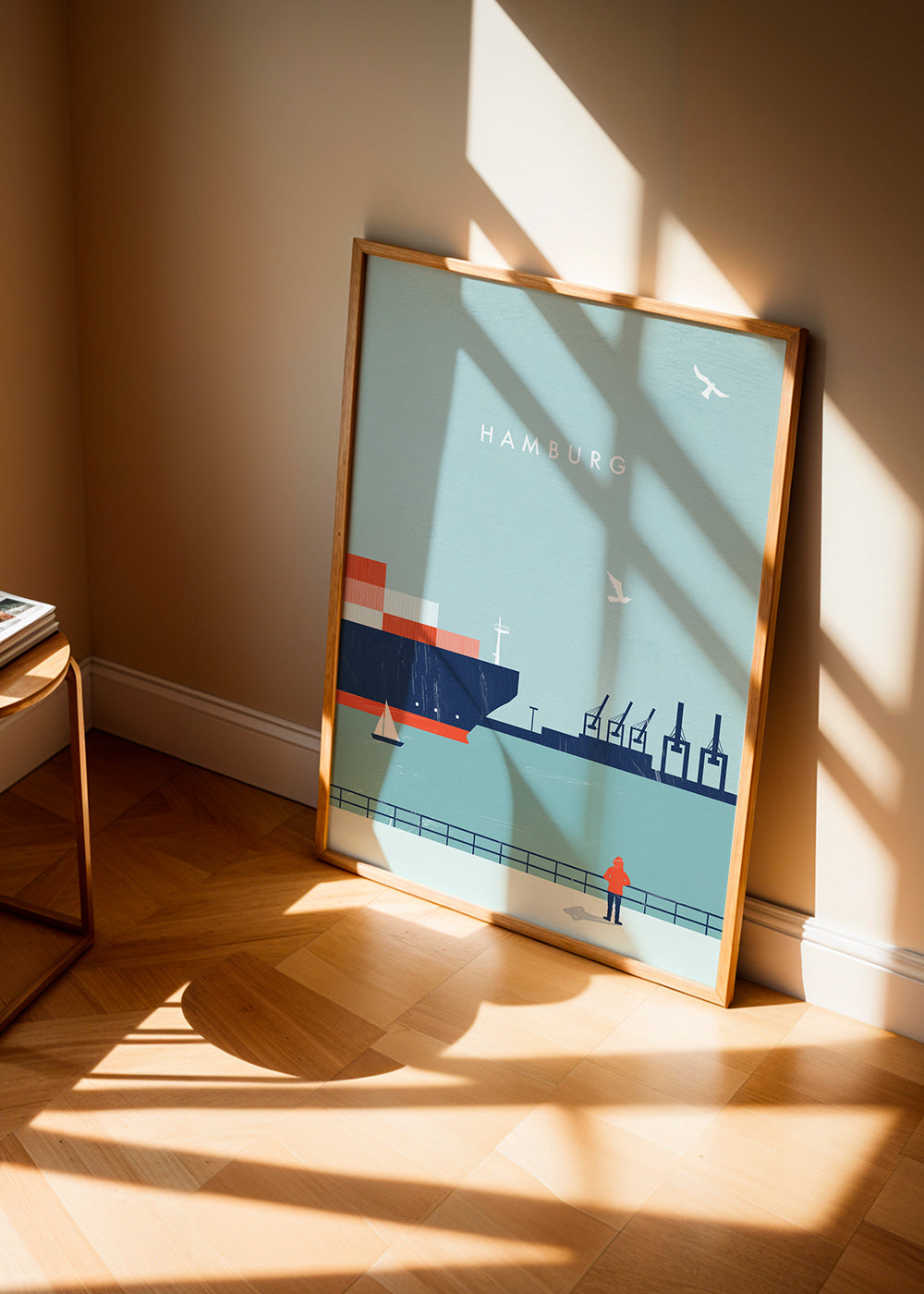 Rejseplakat Hamburg havn illustration