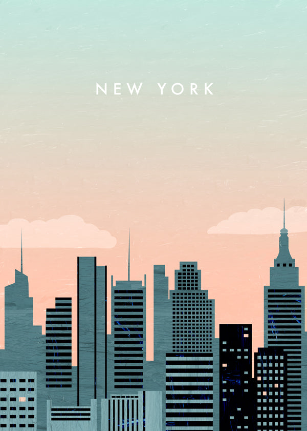 Rejseplakat New York skyline illustration