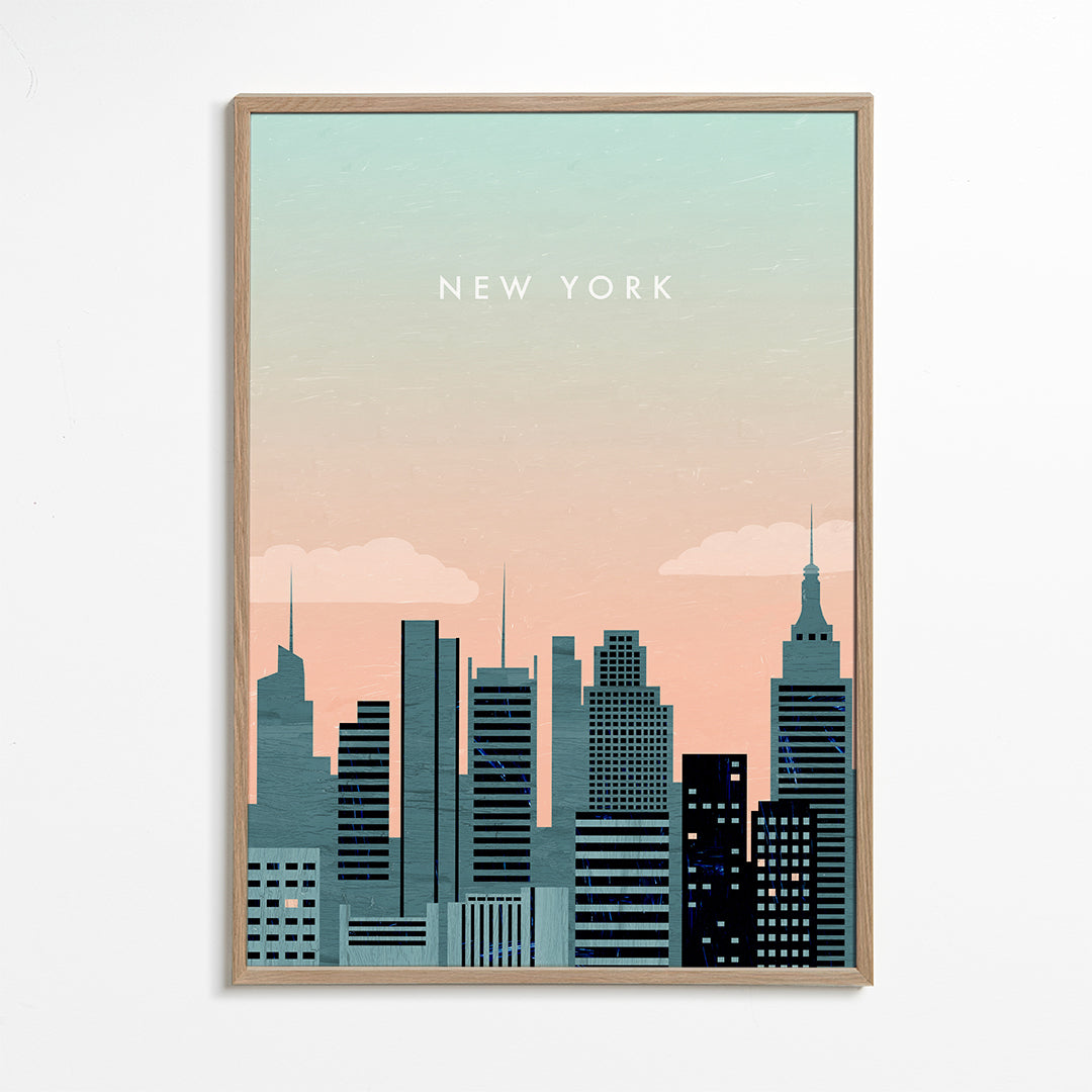Rejseplakat New York skyline illustration