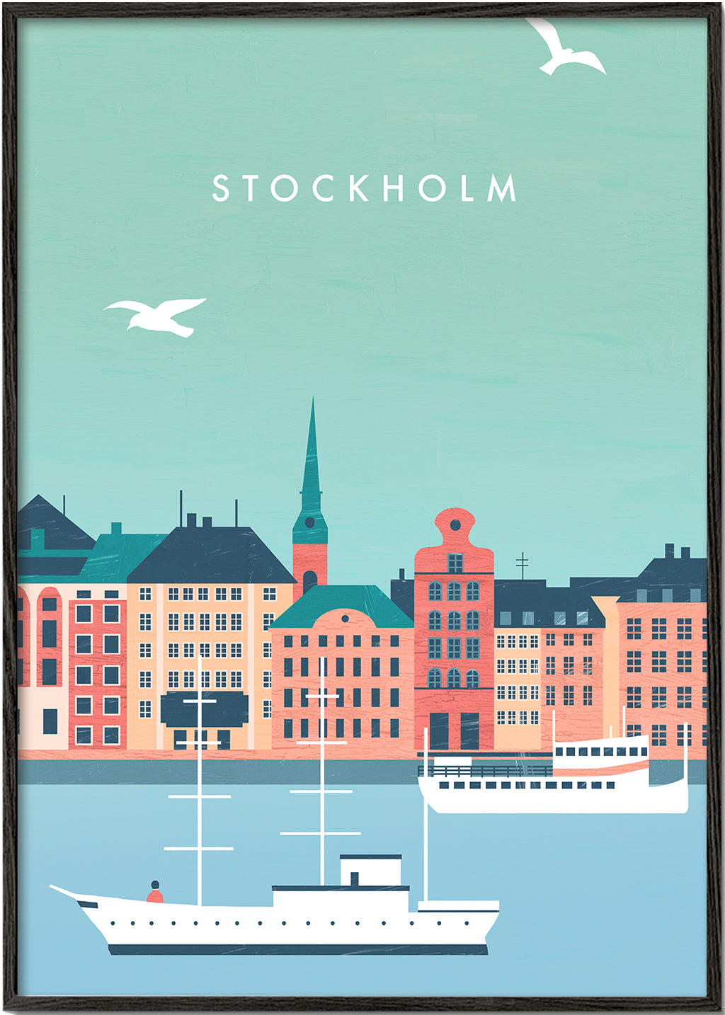 Plakat Stockholm havn med både