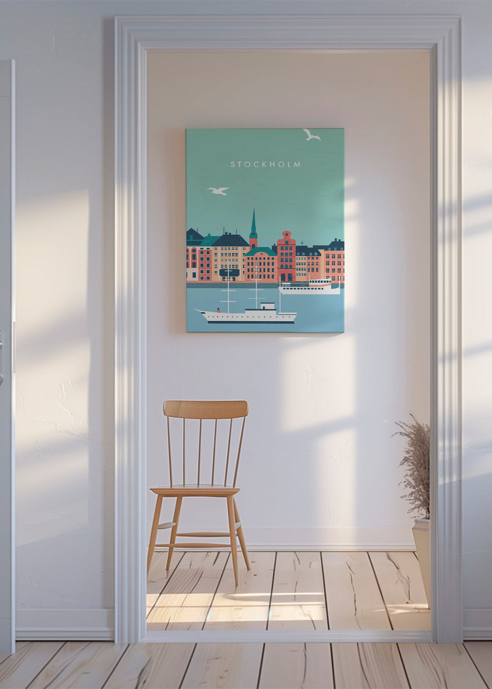 Plakat Stockholm havn med både