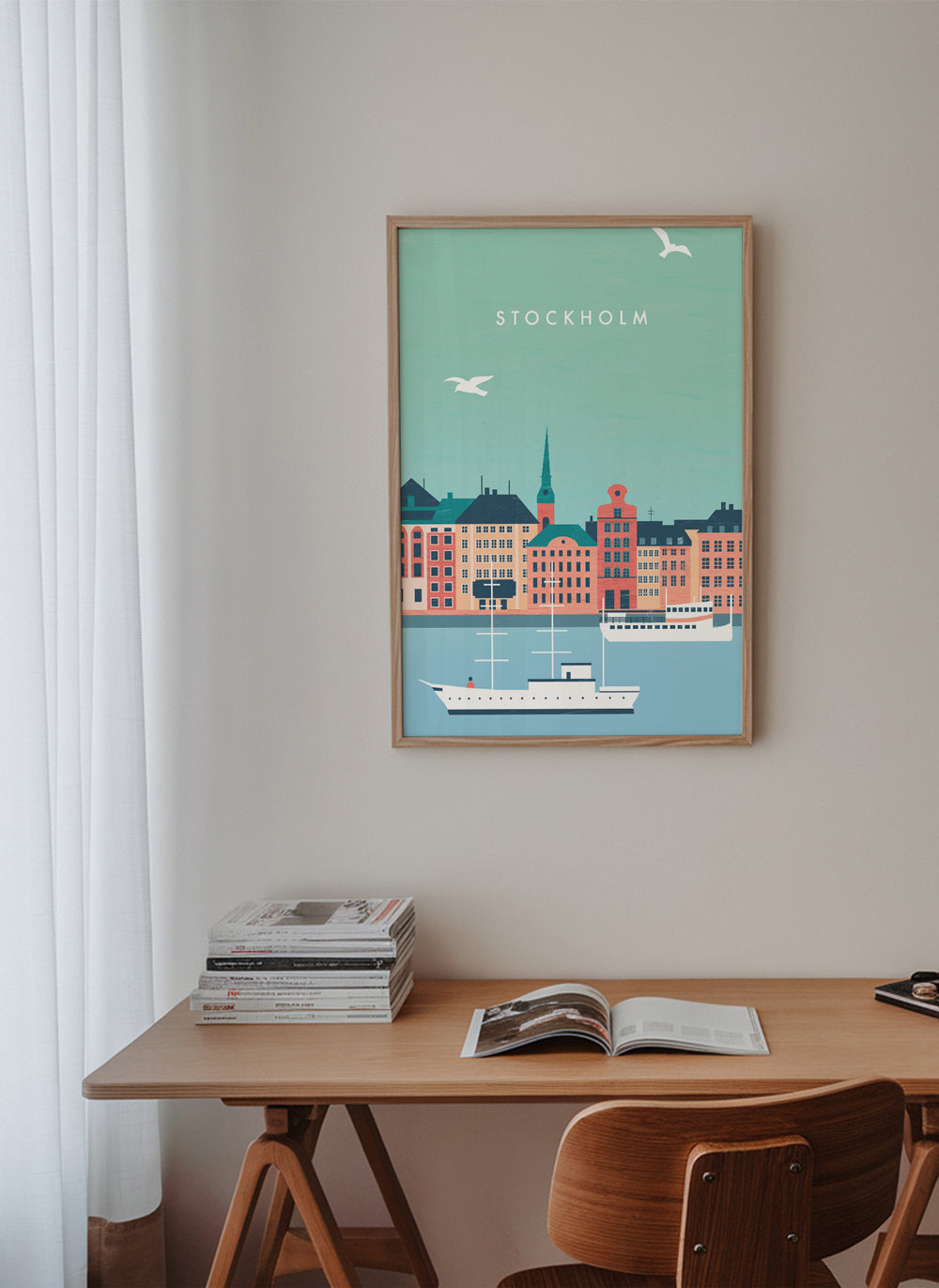 Plakat Stockholm havn med både
