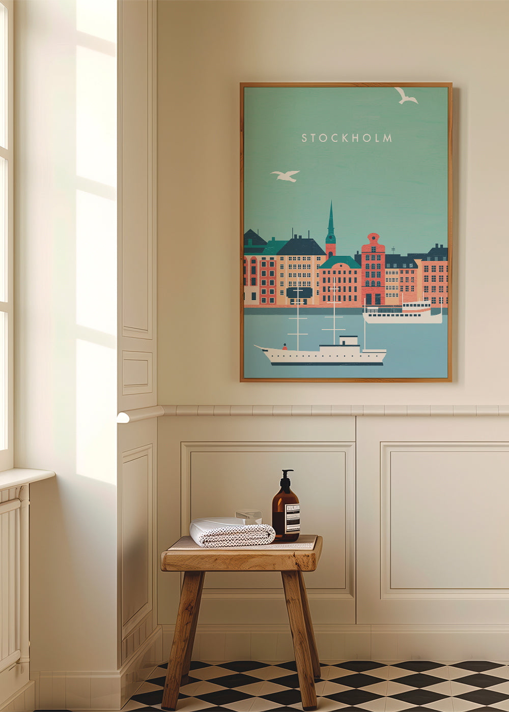 Plakat Stockholm havn med både