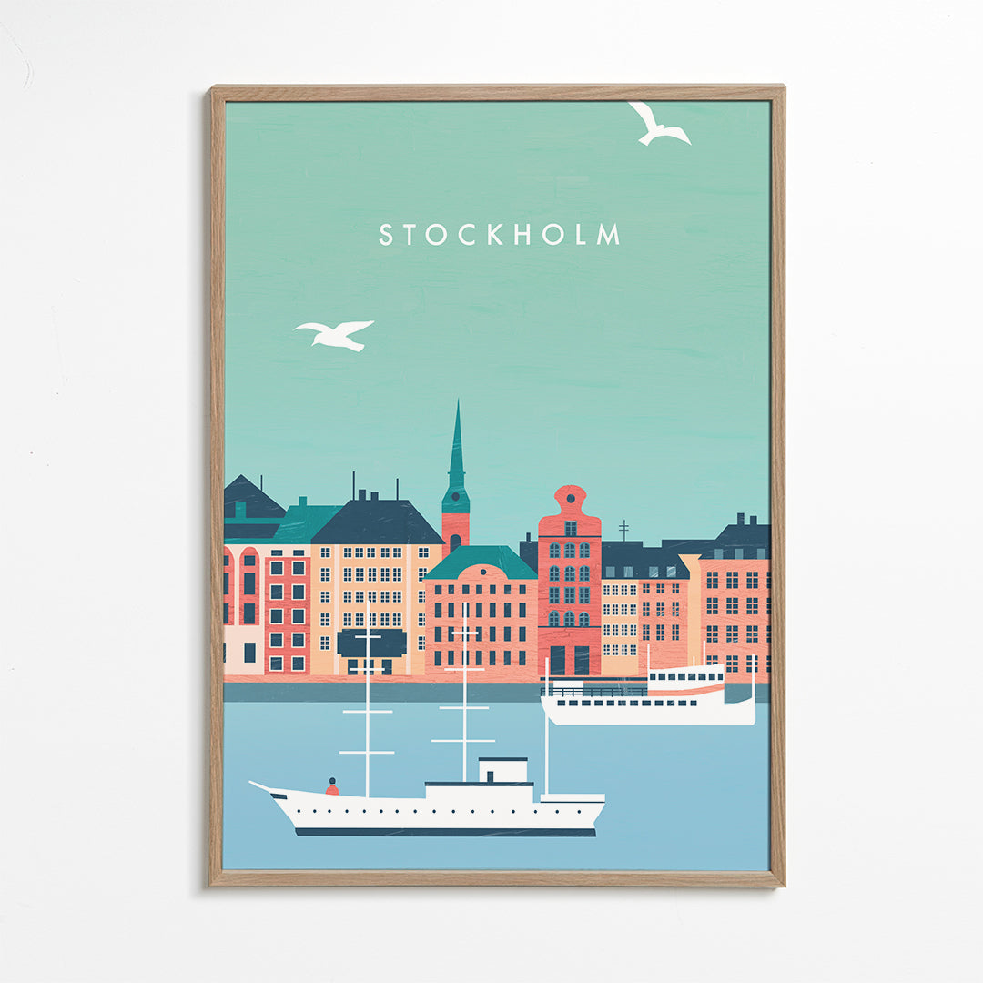 Plakat Stockholm havn med både