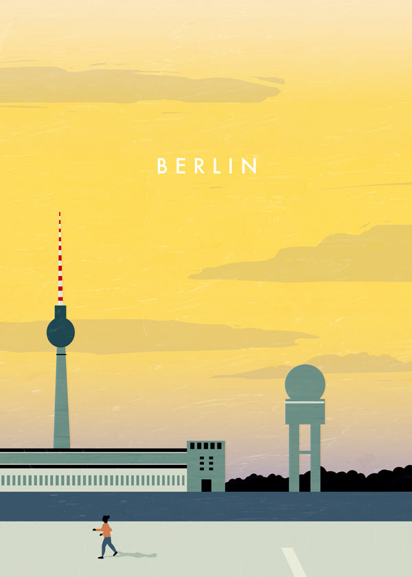 Rejseplakat Berlin skyline minimalistisk