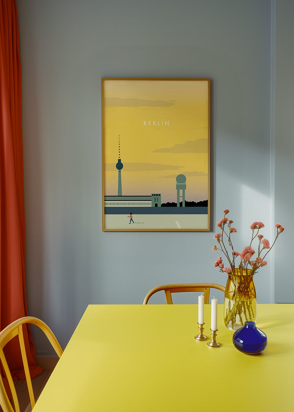 Rejseplakat Berlin skyline minimalistisk