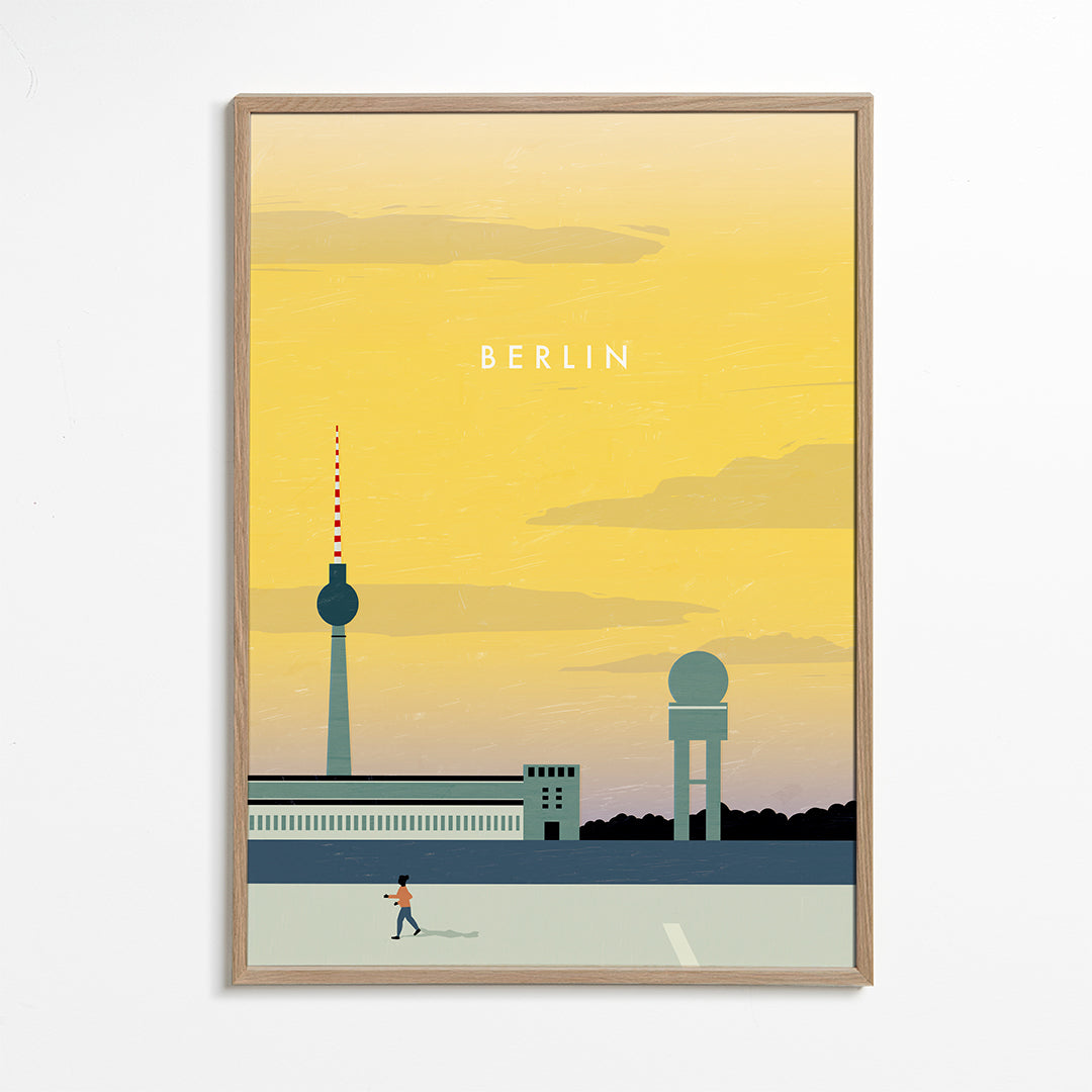 Rejseplakat Berlin skyline minimalistisk