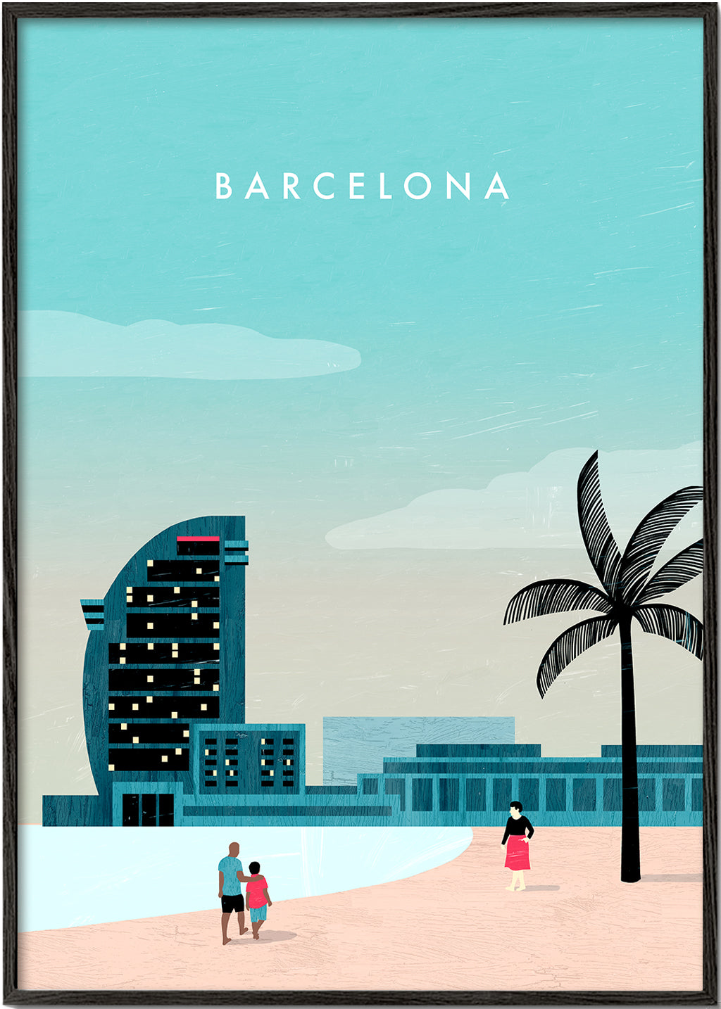 Rejseplakat Barcelona strandsceneri