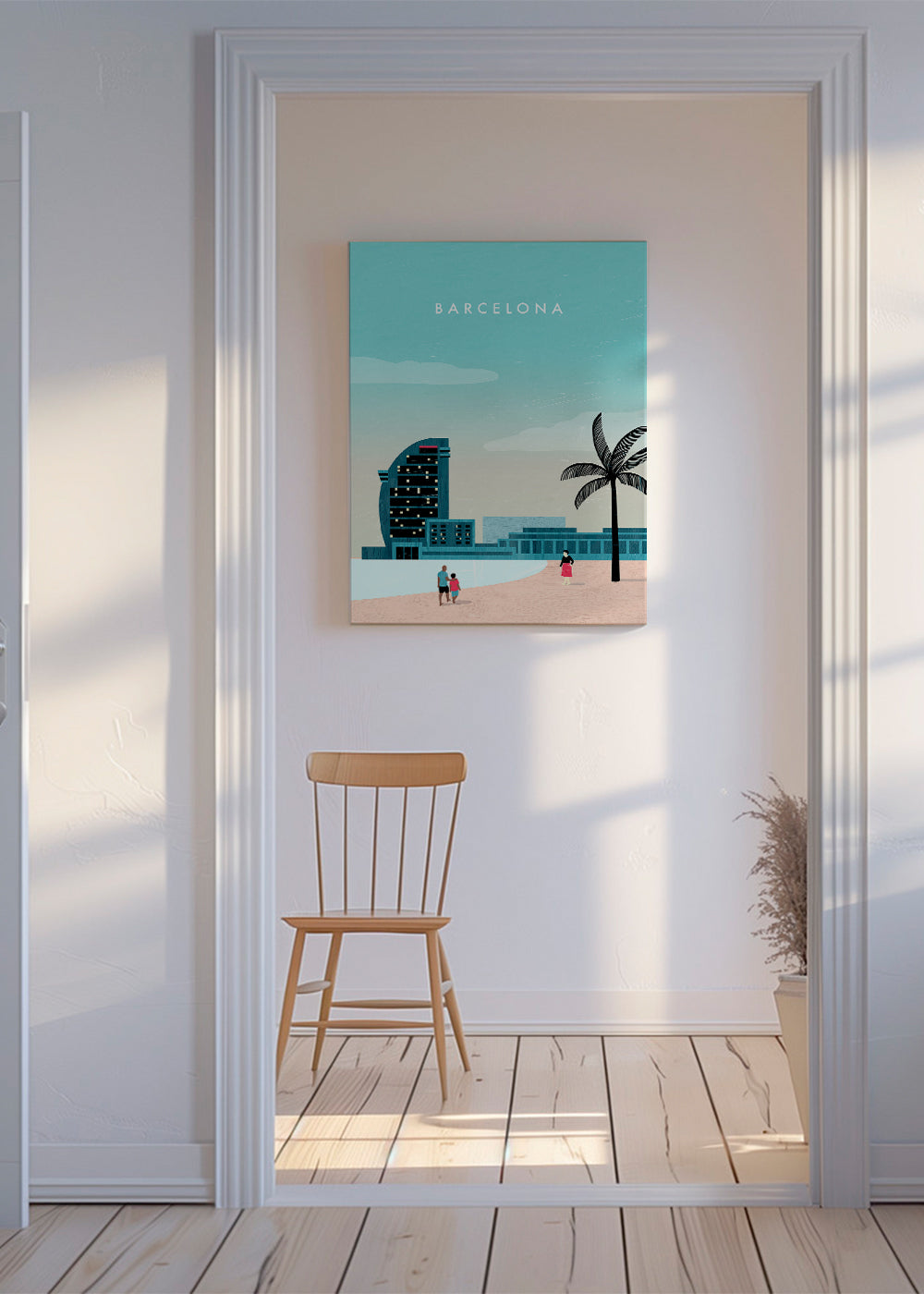 Rejseplakat Barcelona strandsceneri