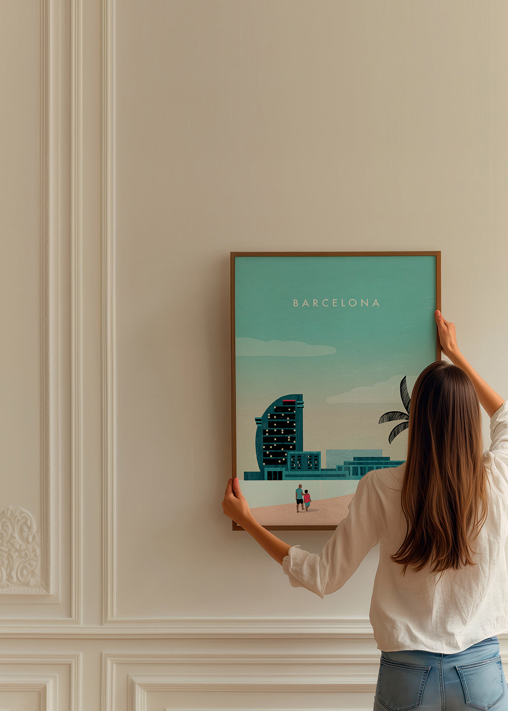 Rejseplakat Barcelona strandsceneri