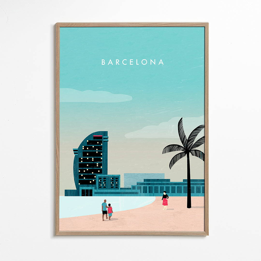 Rejseplakat Barcelona strandsceneri
