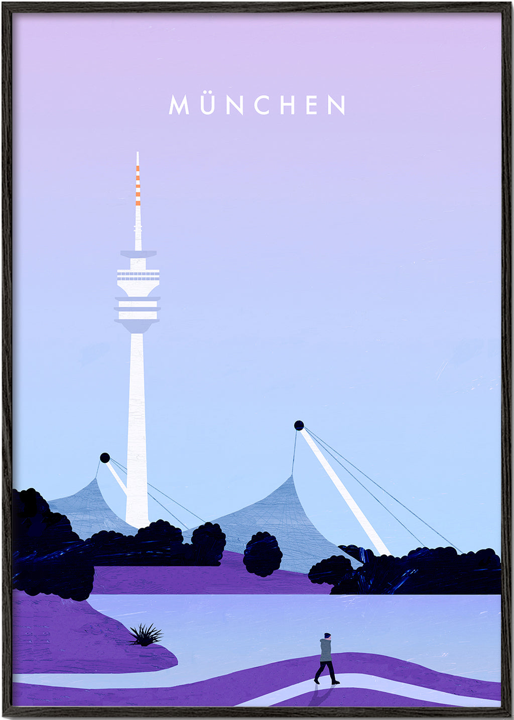 Byplakat München med stiliseret skyline