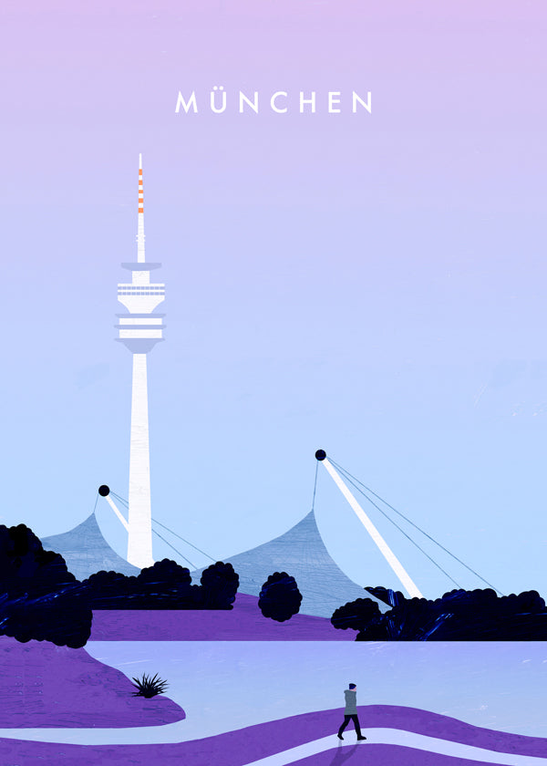 Byplakat München med stiliseret skyline