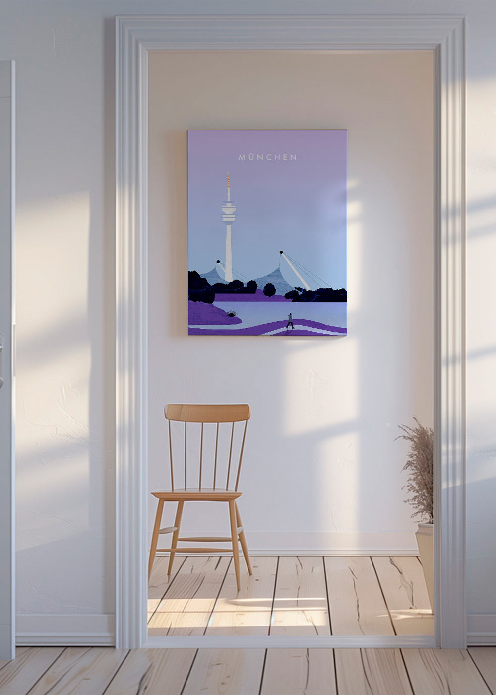 Byplakat München med stiliseret skyline